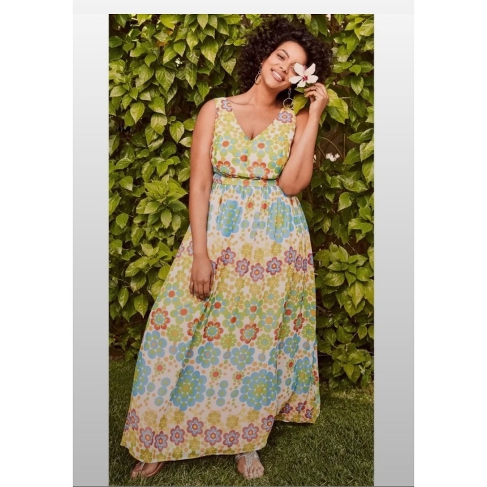ModCloth Retro Floral Sleeveless Maxi Dress Size 1X